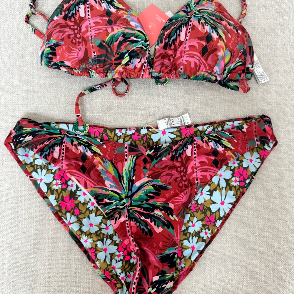 Maaji Tropical Print Bikini - Red and Green - Double side